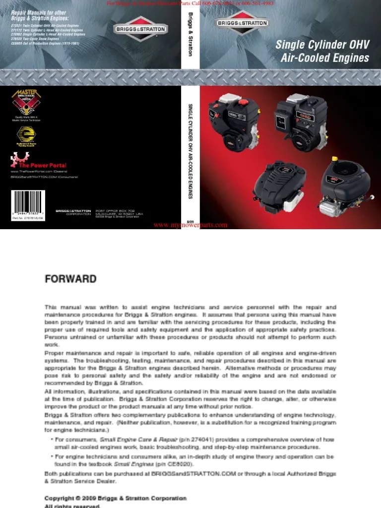 BRIGGS & STRATTON Single Barrel Choke Carburetor Repair Manual