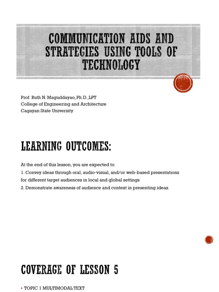 Lesson 6 Part 1 Communication Aids and Strategies Using Tools of