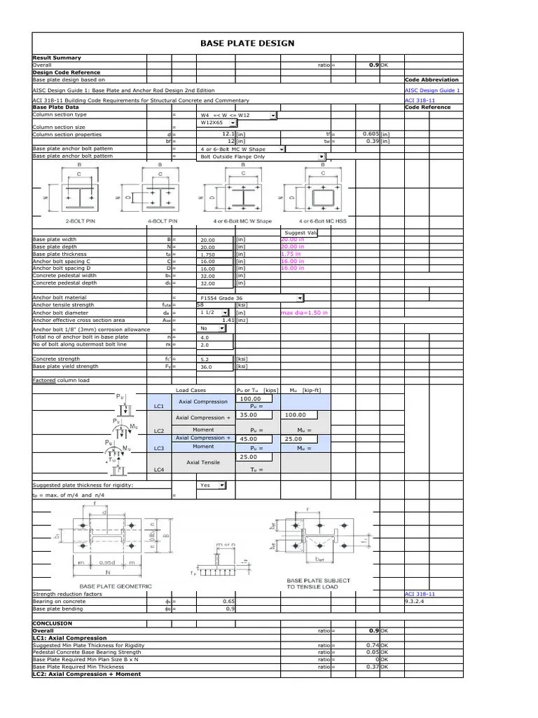 BASE PLATE DESIGN AS PER AISC Download Free PDF Building Materials Materials