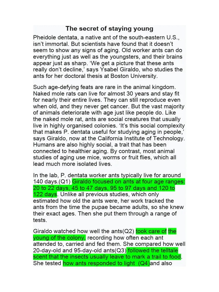 The Secret of Staying Young PDF Brain Ant