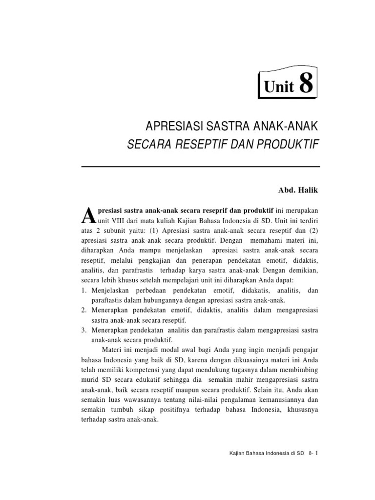 Apresiasi Satra Secara Reseptif | PDF