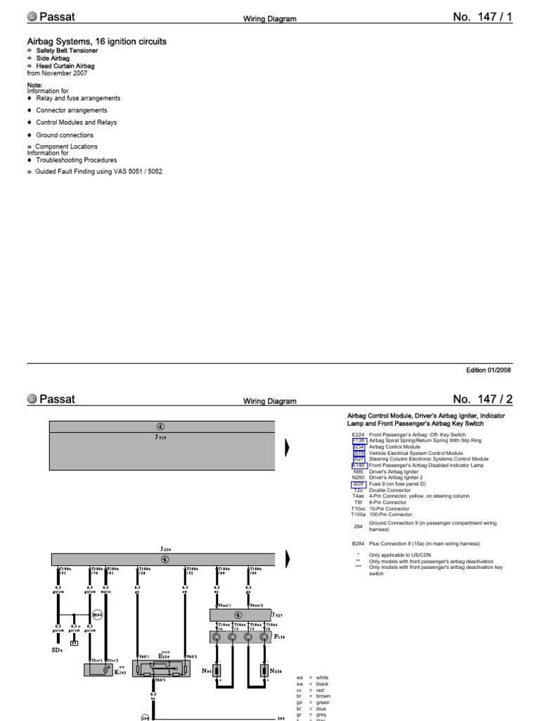 Airbag Systems, 16 Ignition Circuits Wiring Diagram PDF Airbag