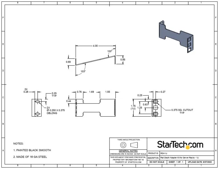 Rail Depth Adapter Kit for Server Racks 1U PDF