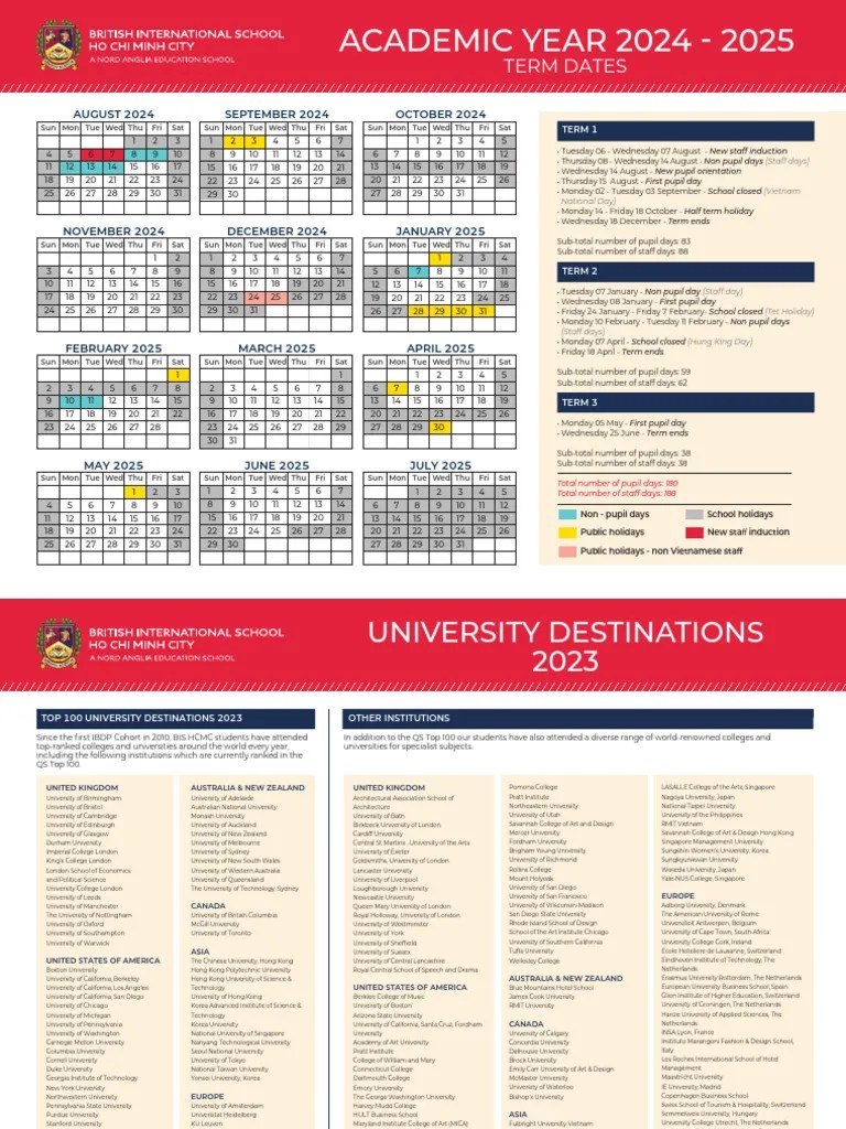 BIS HCMC Term Dates 202425 PDF Higher Education Universities And Colleges
