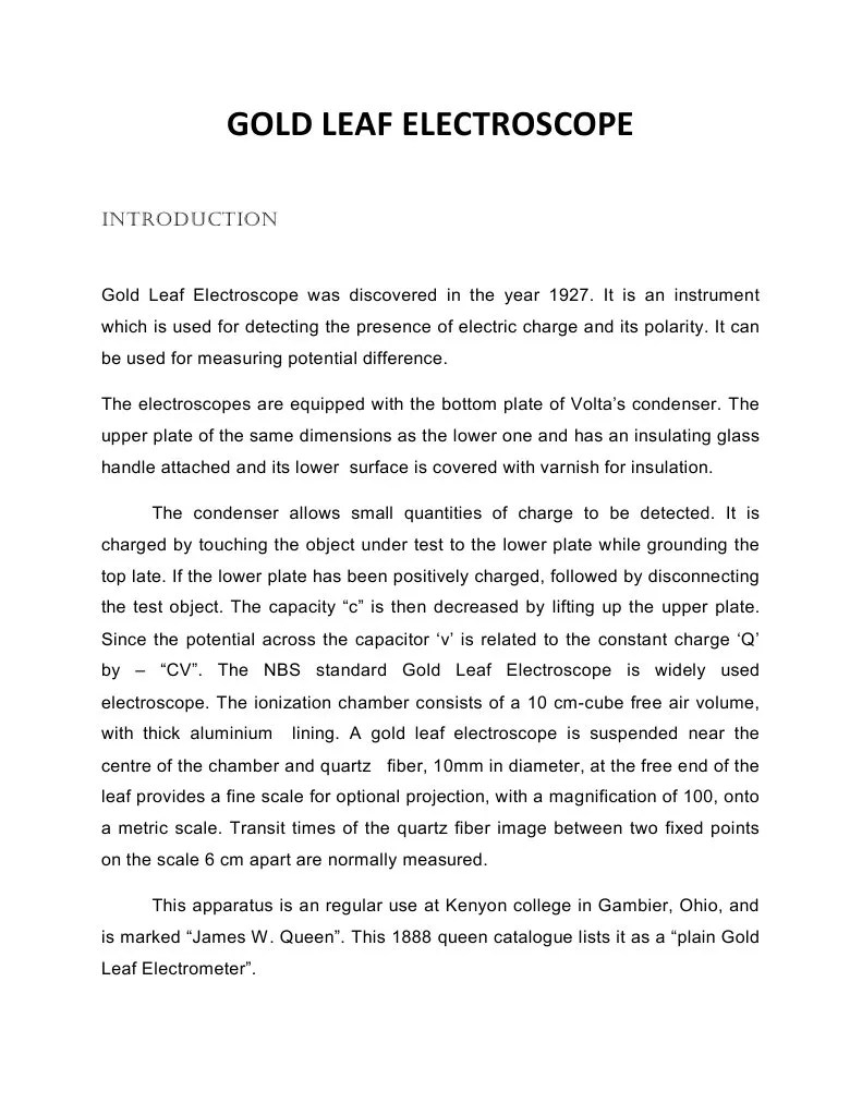 Gold Leaf Electroscope | PDF