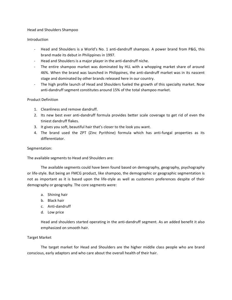 Head and Shoulders Shampoo PDF