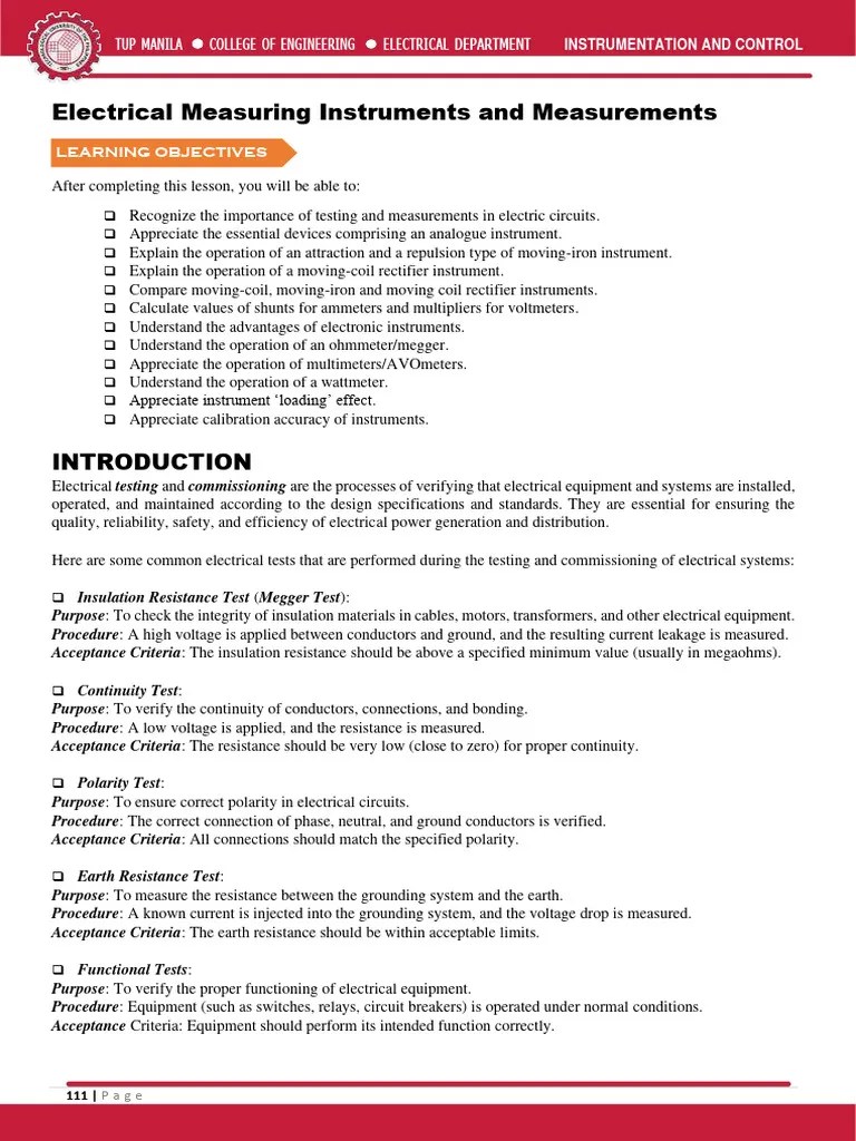 Electrical Instruments and Measurements Download Free PDF Voltage