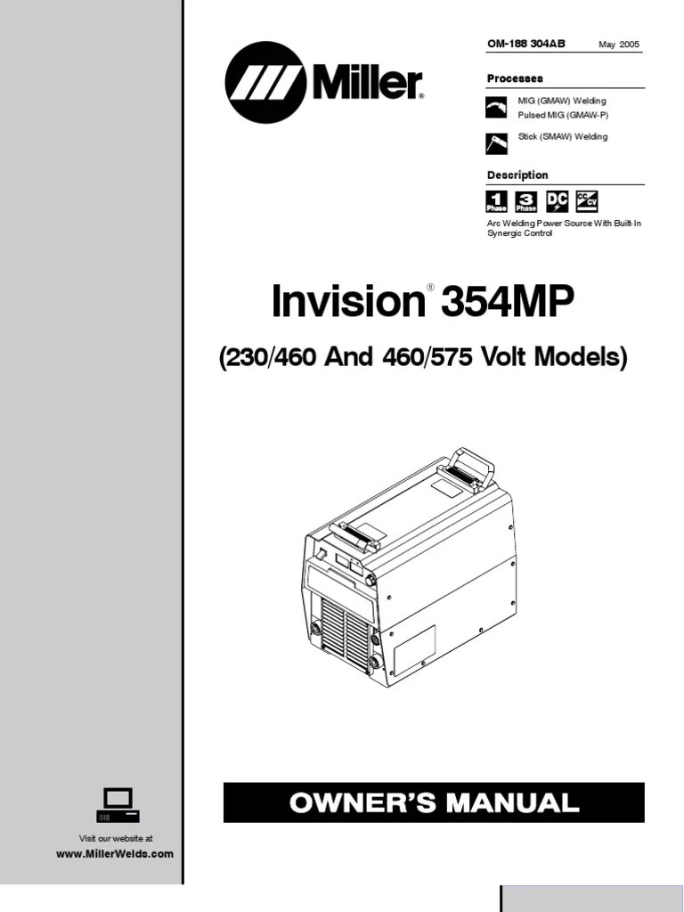 Miller Invision 354MP | PDF | Burn | Electricity
