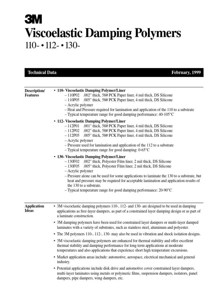 Viscoelastic Damping Polymers Download Free PDF Viscoelasticity Polymers