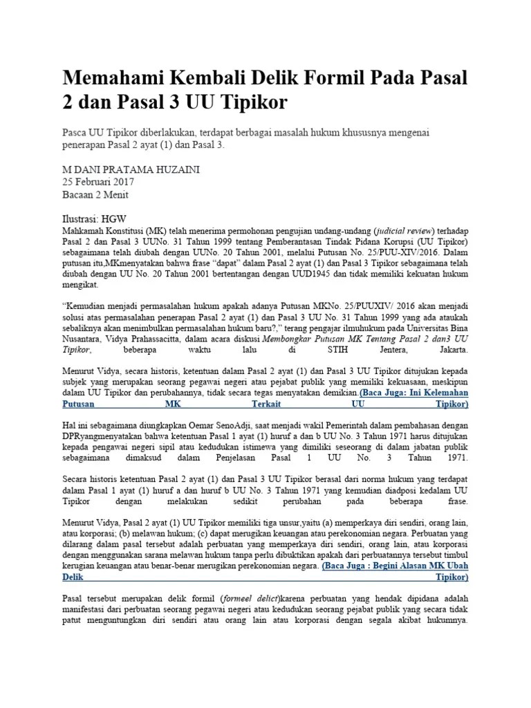 Permasalahan Pasal 2 Dan Pasal 3 UU Tipikor PDF