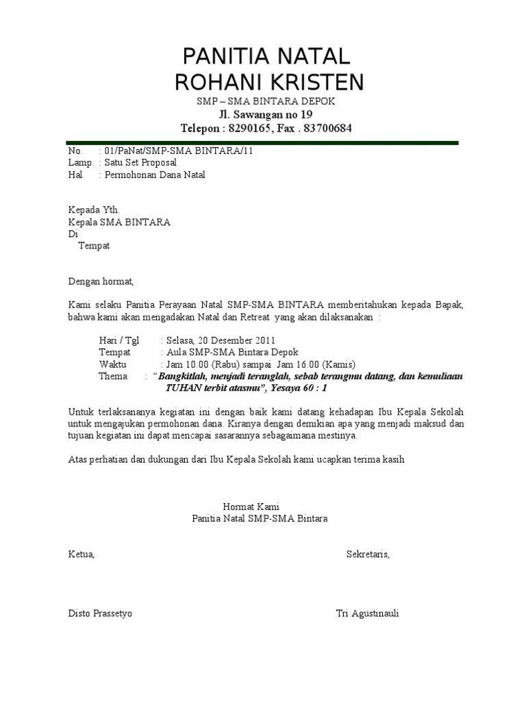 Contoh Surat Permohonan Donatur Natal Download Kumpulan Gambar