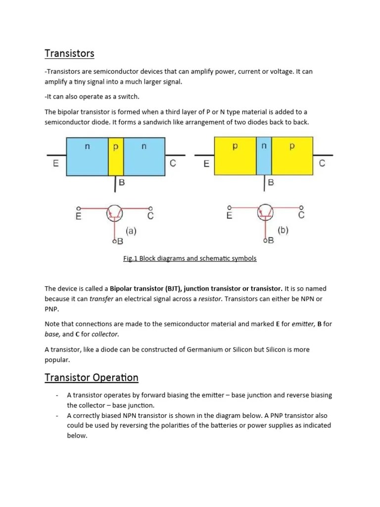 Lesson On Transistors PDF Bipolar Junction Transistor Transistor
