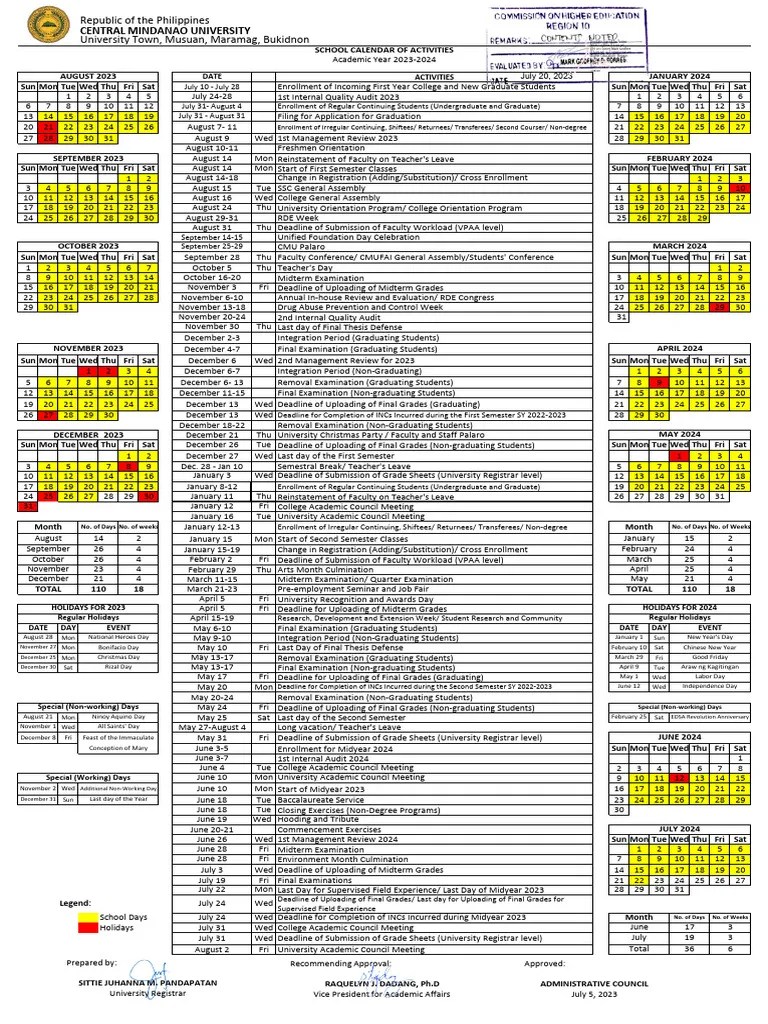 CMU Academic Calendar 20232024 PDF Academia(06)