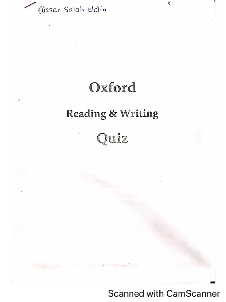 English reading and writing quiz PDF