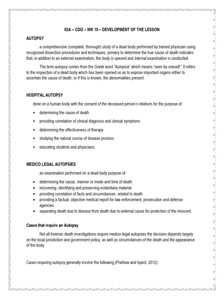 Comprehensive Guide To Autopsy Procedures Pdf Autopsy Medicine