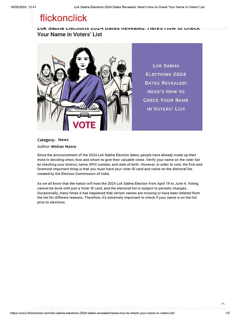 Lok Sabha Elections 2024 Dates Revealed Here's How To Check Your Name