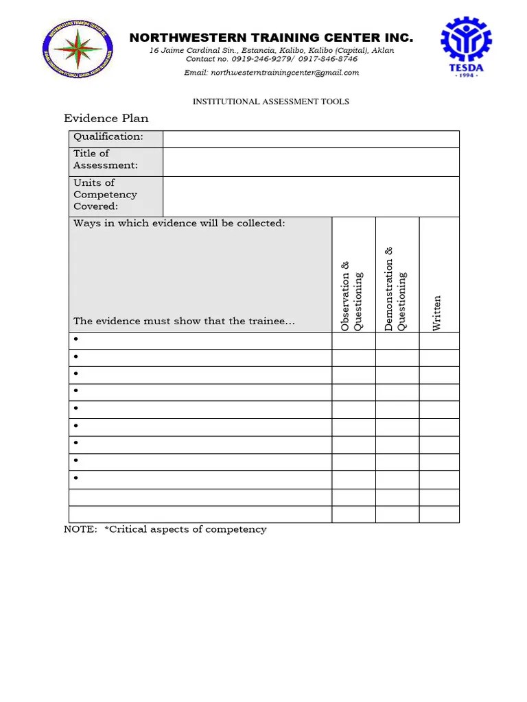 Institutional Assessment Tools SMAW NC I and NC II PDF Multiple
