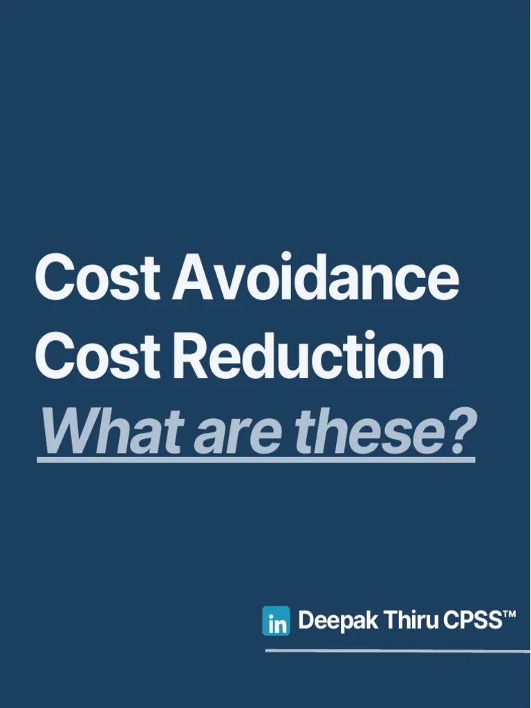 Cost Avoidance and Cost Reduction PDF Expense Risk