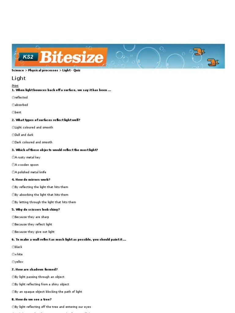 BBC KS2 Bitesize Science Light