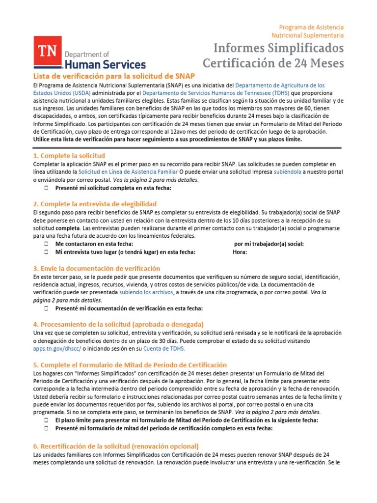 SPA SNAP Application Checklist 24 Month Reporting PDF