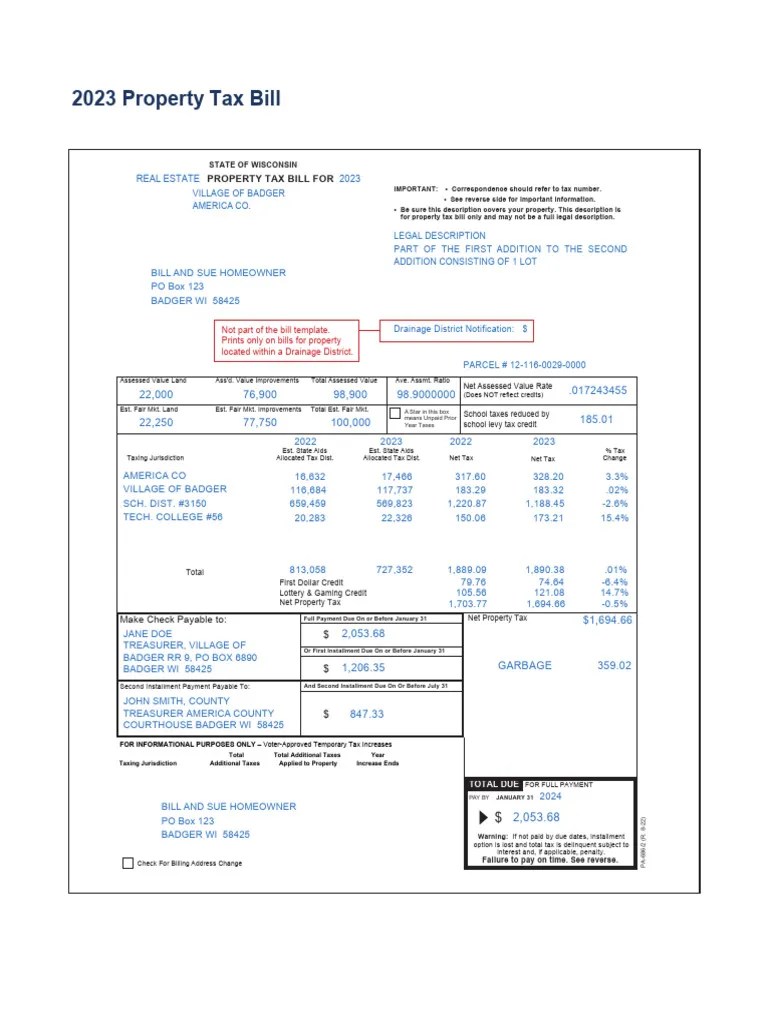 2023 Property Tax Bill Overview PDF Taxes Property Tax