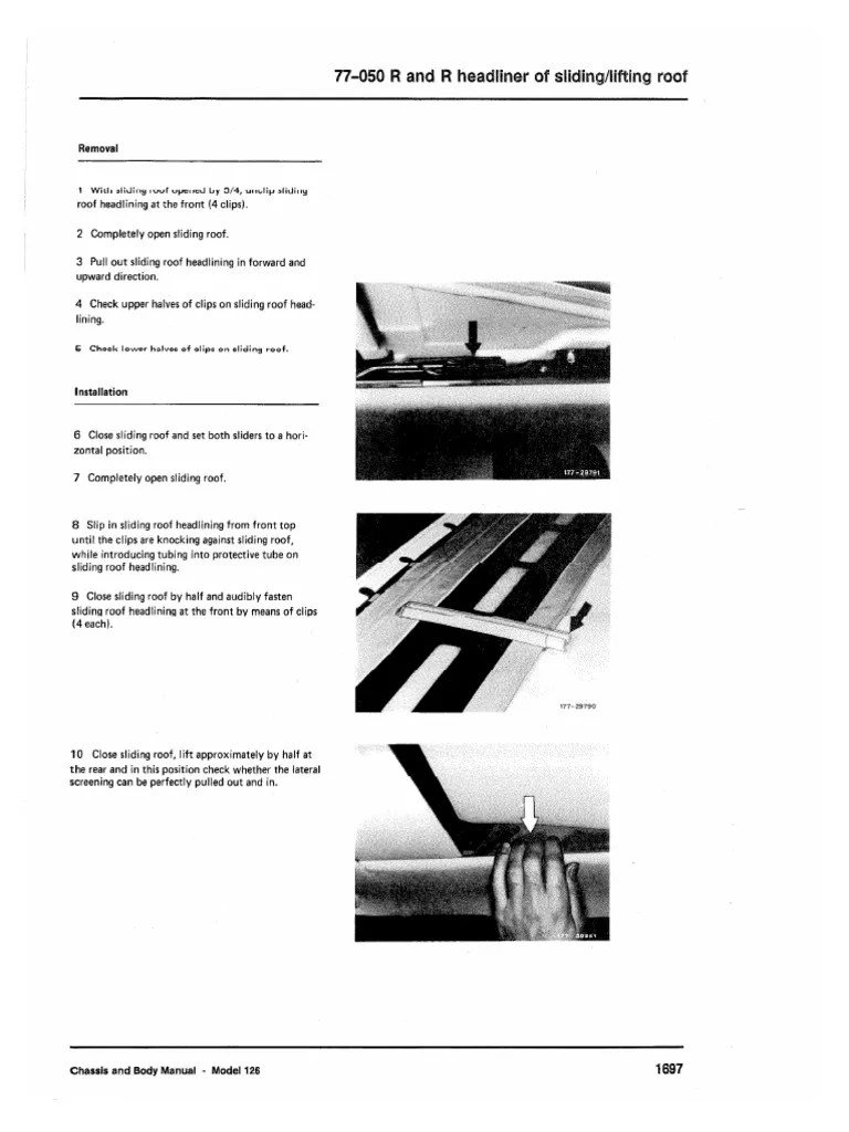 77050 remove and replace sliding sunroof headliner PDF