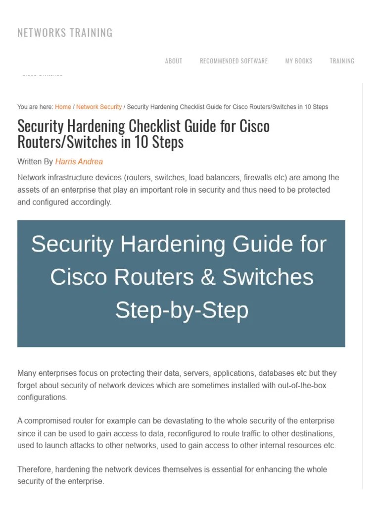 Security Hardening Checklist Guide for Cisco Routers_Switches in 10