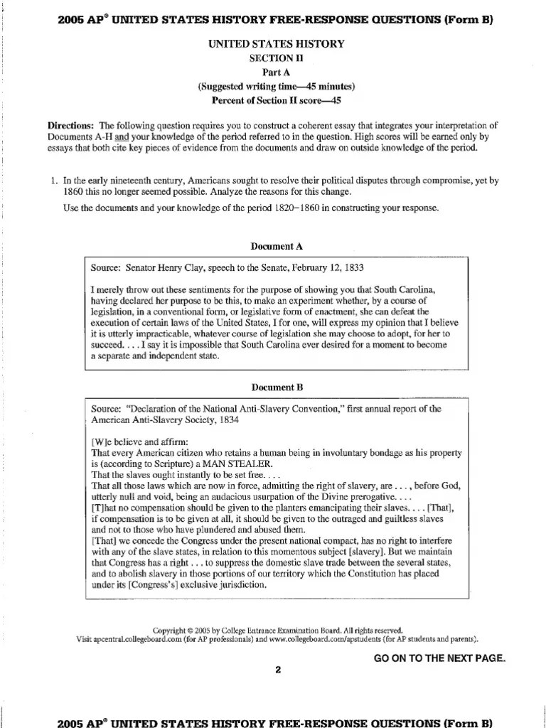 APUSH DBQ 18201860