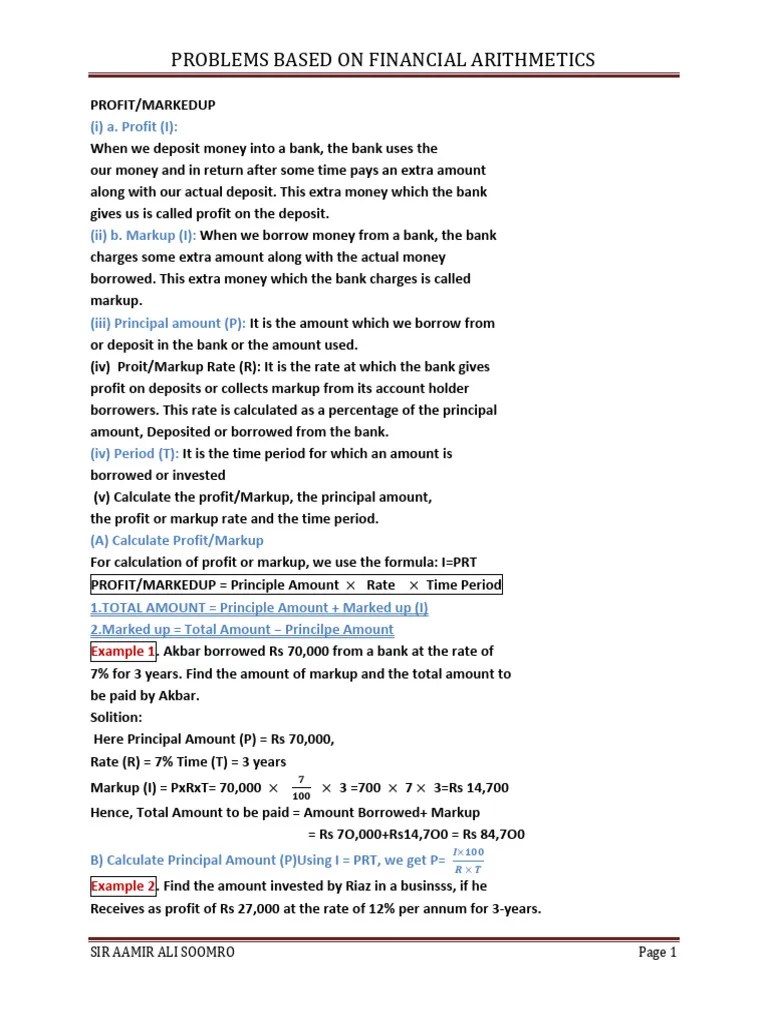 Financial Arithmetic Problems Explained PDF Compound Interest