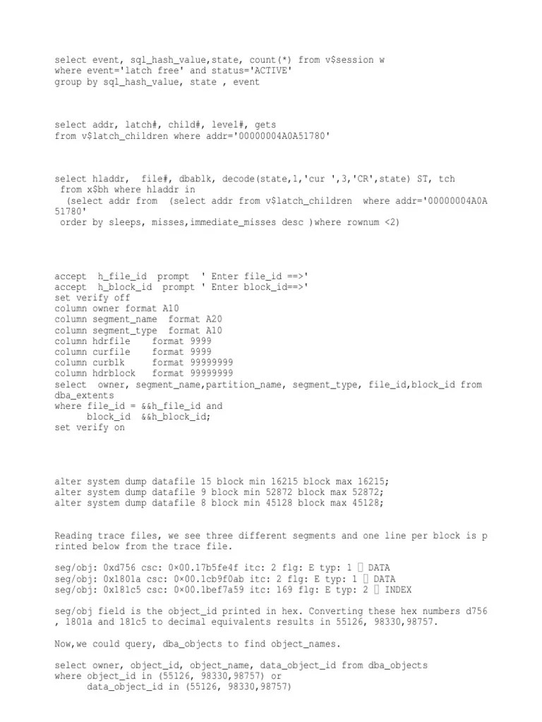 Latch PDF Oracle Database Sql