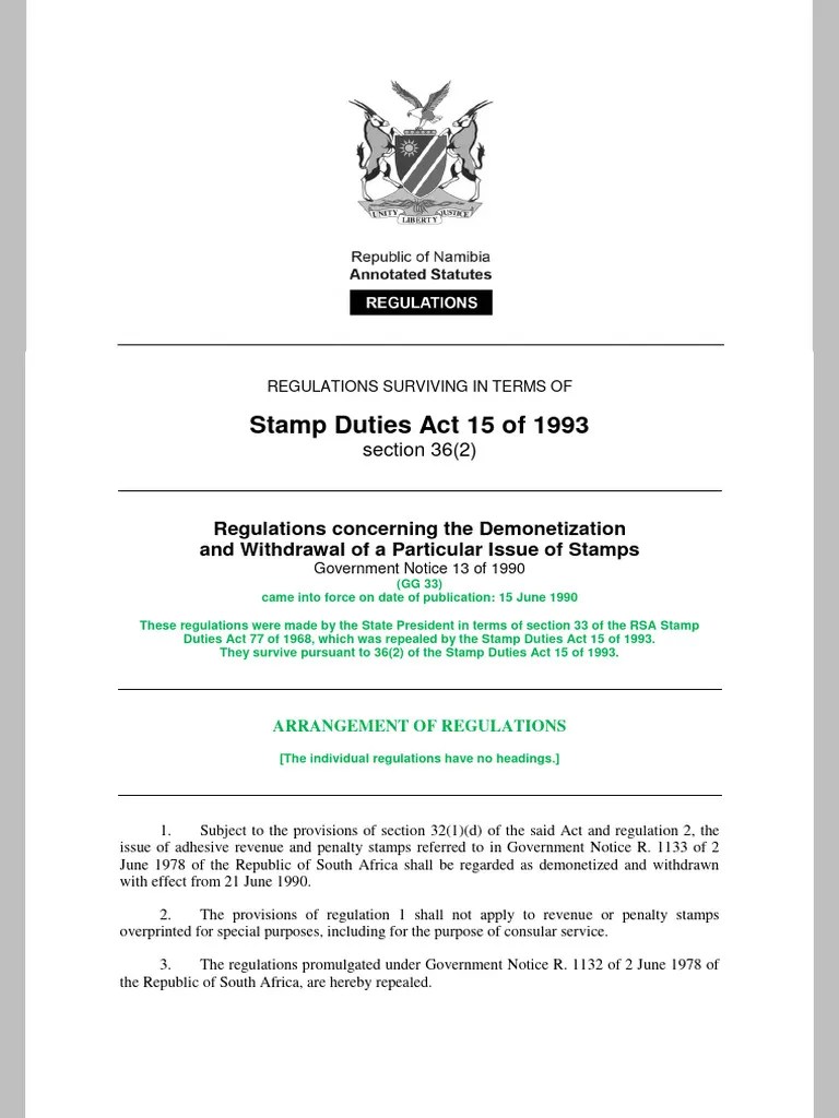 Stamp Duty Regulations PDF