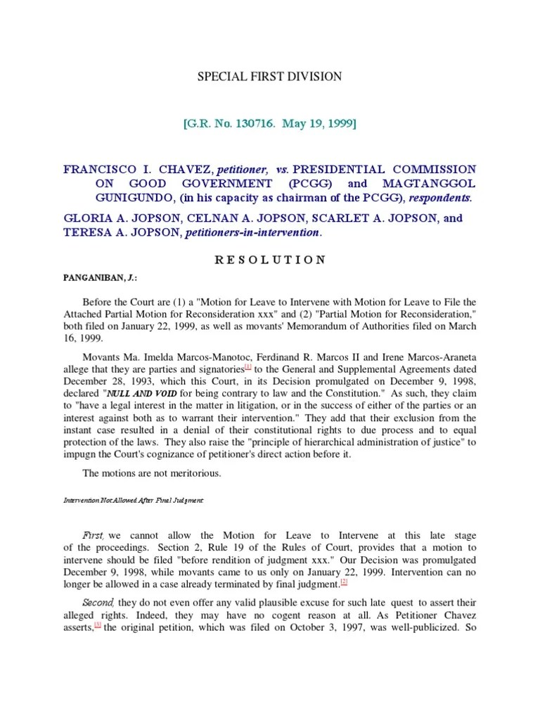 Chavez v. PCGG Due Process Clause Lawsuit