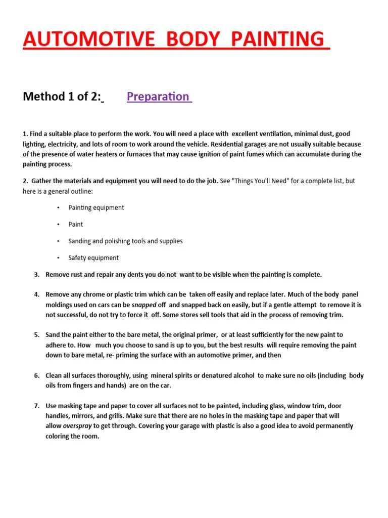 Automotive Body Painting PDF Paint Materials