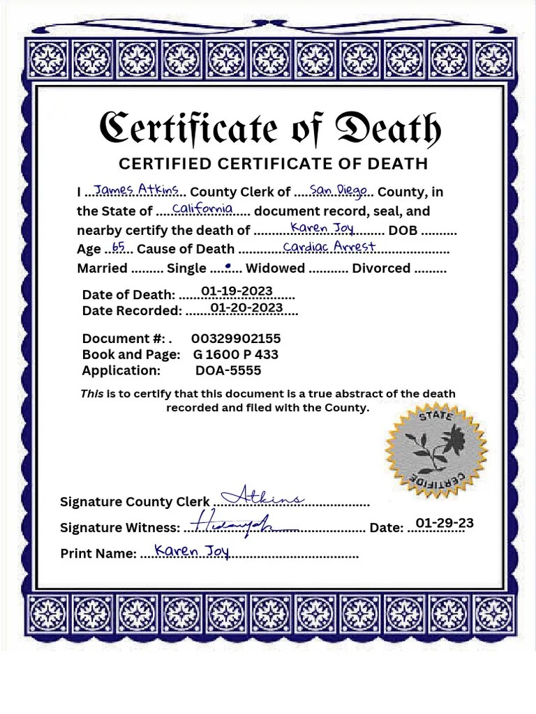 Death Certificate PDF