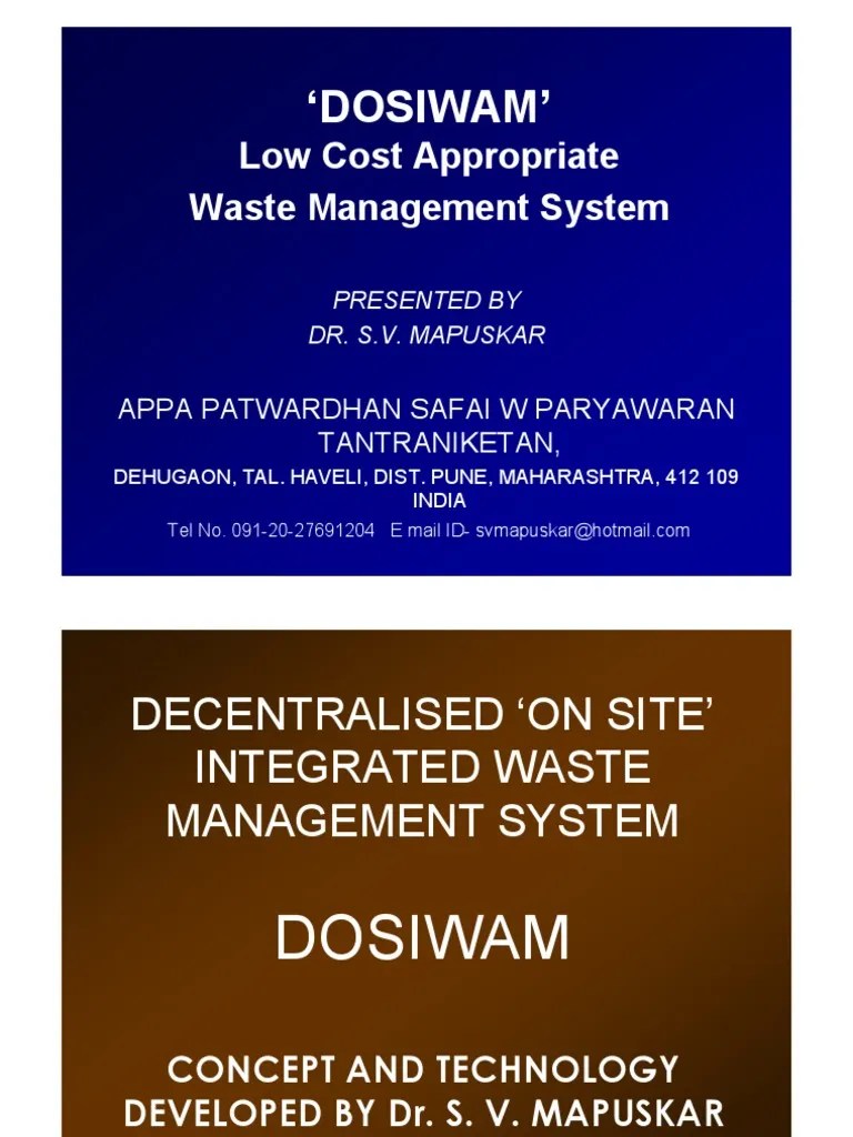 DOSIWAM system developed by Dr.S.V.Mapuskar. Biogas Anaerobic Digestion