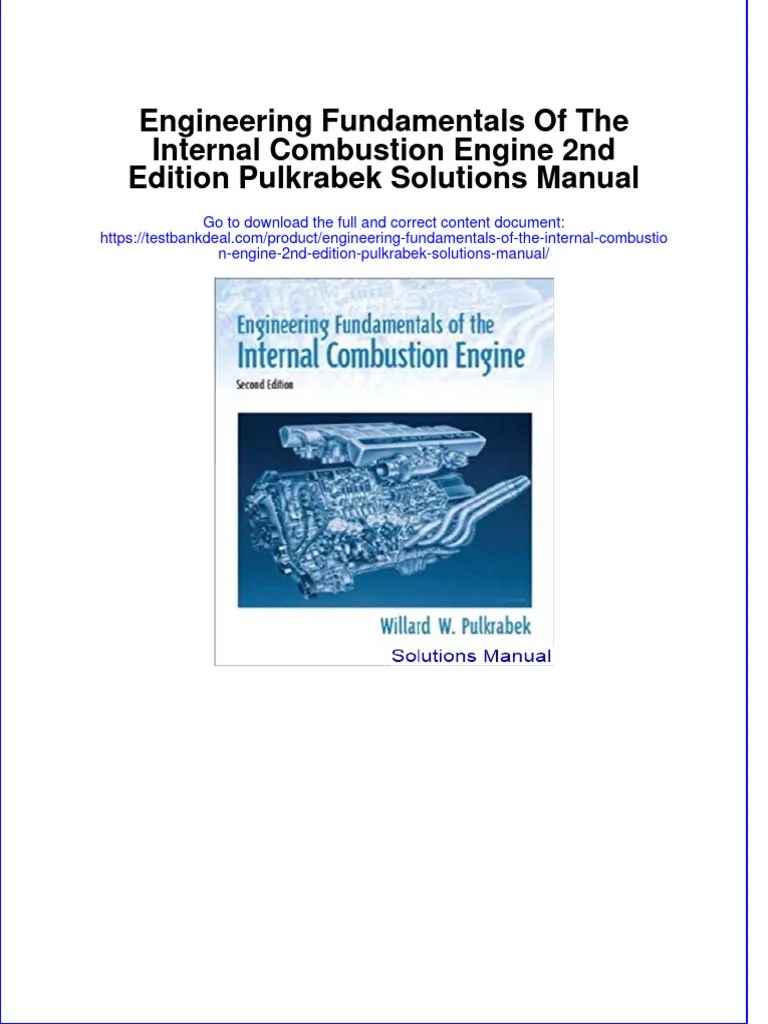 Engineering Fundamentals Of The Internal Combustion Engine 2nd Edition Pulkrabek Solutions
