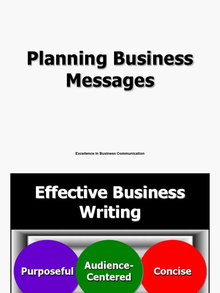 Planning Business Messages Excellence in Business Communication PDF