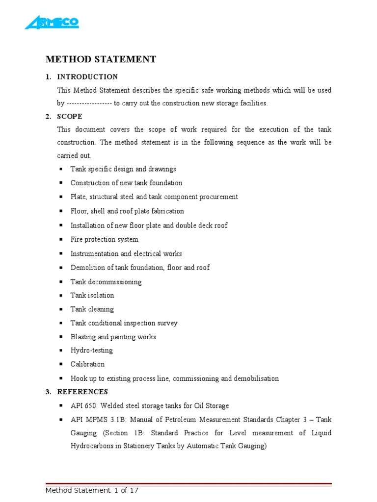 Method Statement Welding Structural Steel