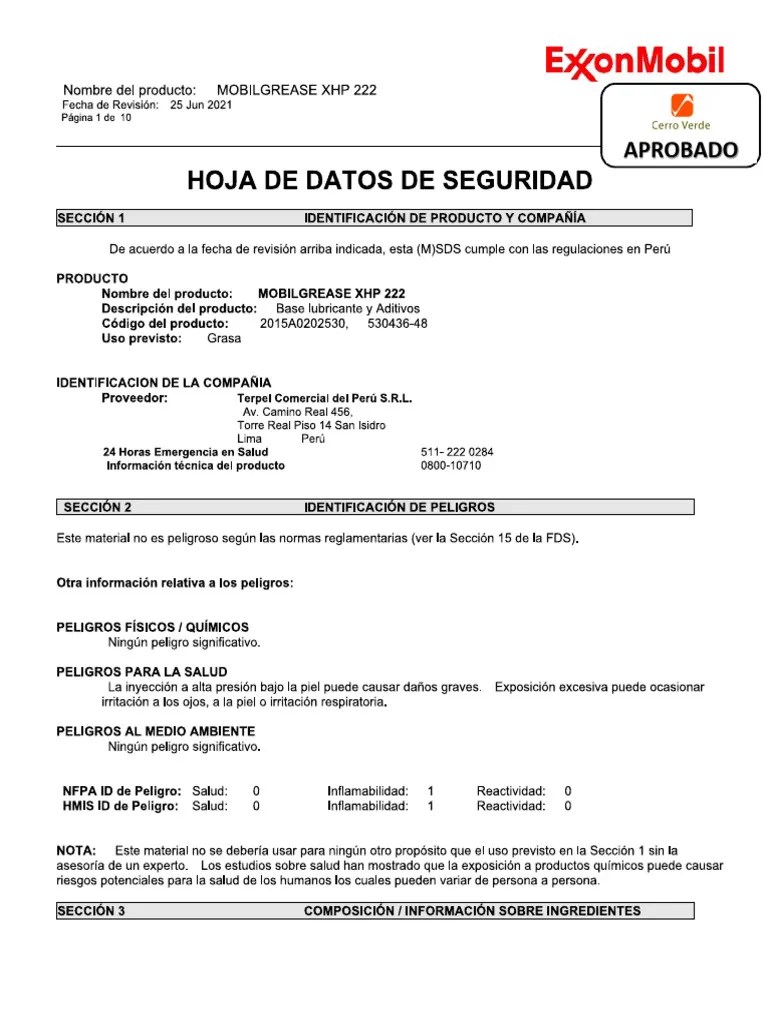 Mobilgrease XHP 222 Mine Mobil Grease XHP 222 FDS PDF