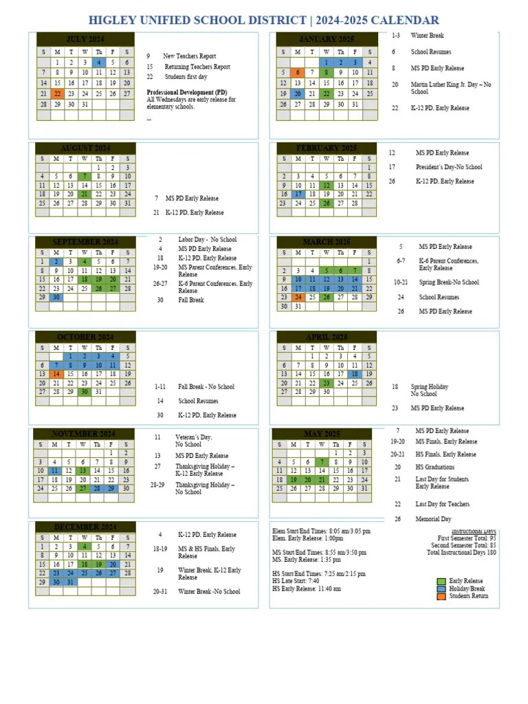HUSD 20242025 School Calendar PDF Schools Educational Institutions