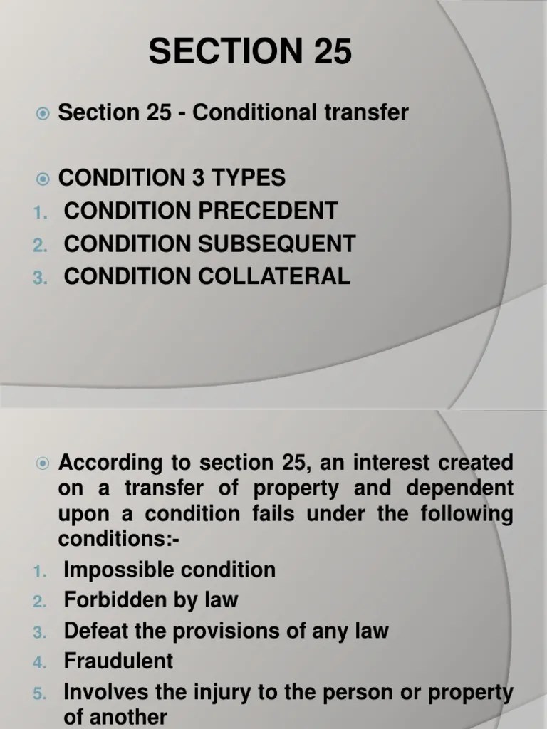 Conditional Transfer Property Precedent