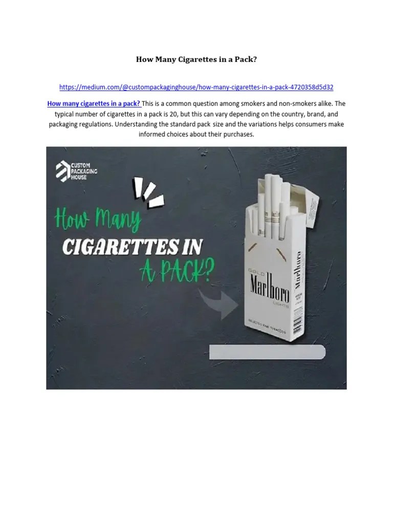 How Many Cigarettes in a Pack PDF