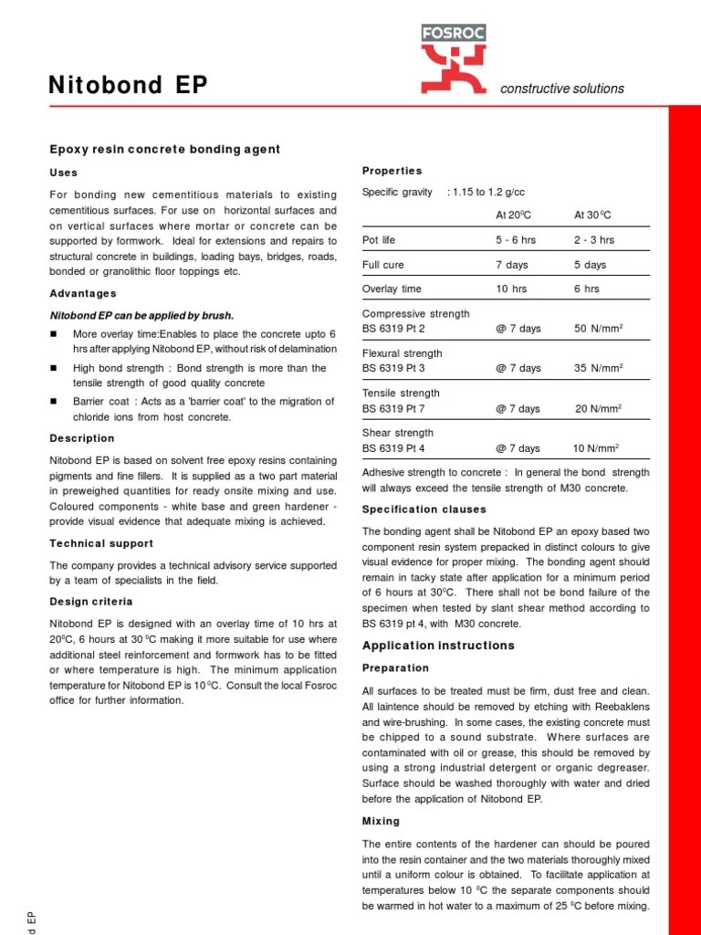 Nitobond EP Epoxy resin concrete bonding agent