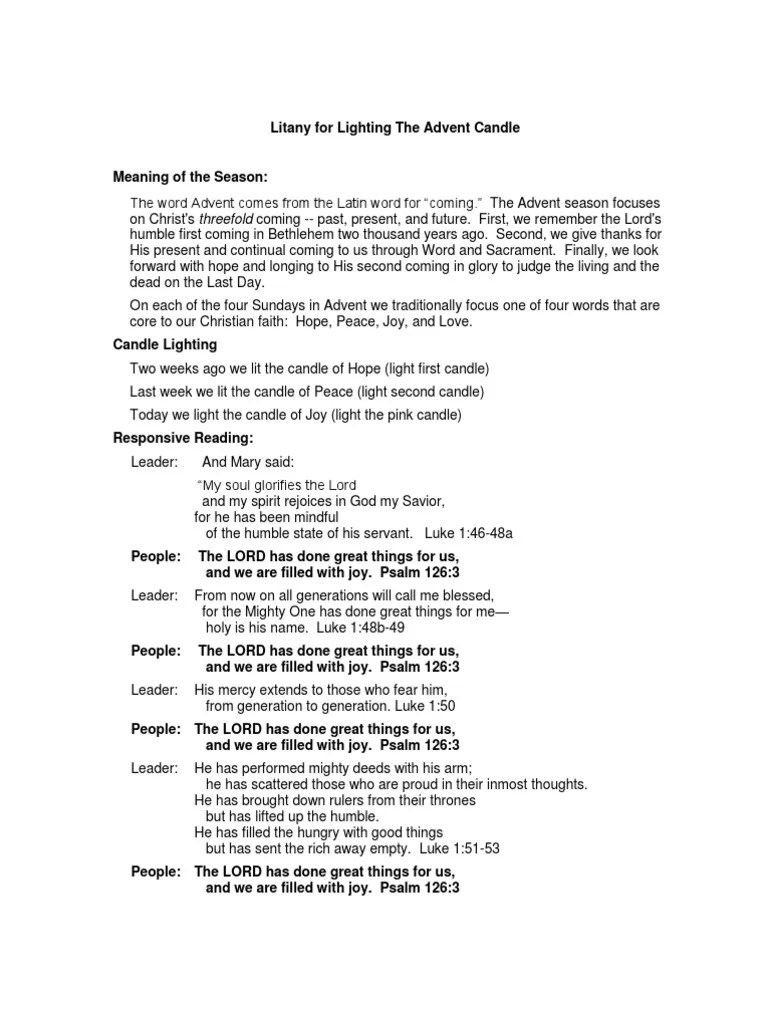 Litany For Lighting The Advent Candle Advent B3 20111211 PDF