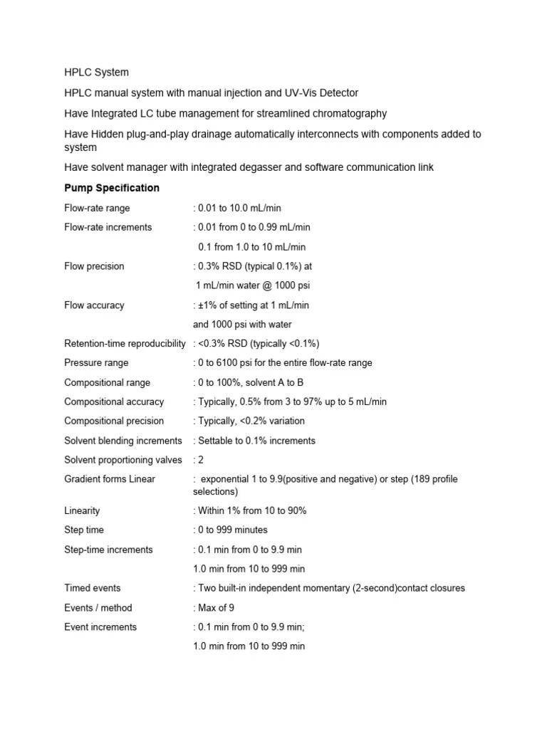 Spec Tender HPLC Flexar Download Free PDF High Performance Liquid