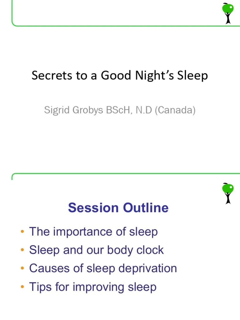 Secrets To A Good Night's Sleep PDF Sleep Sleep Deprivation
