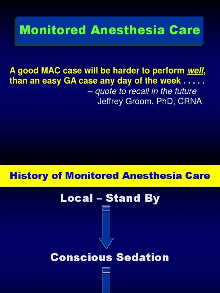 Monitored Anesthesia Care Notes Jag2007 PDF Anesthesia Health