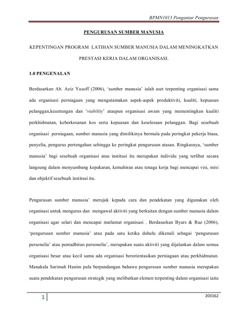 Contoh Program Latihan Pekerja