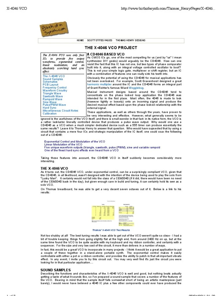 Preview of "X-4046 VCO" | PDF | Printed Circuit Board | Amplifier