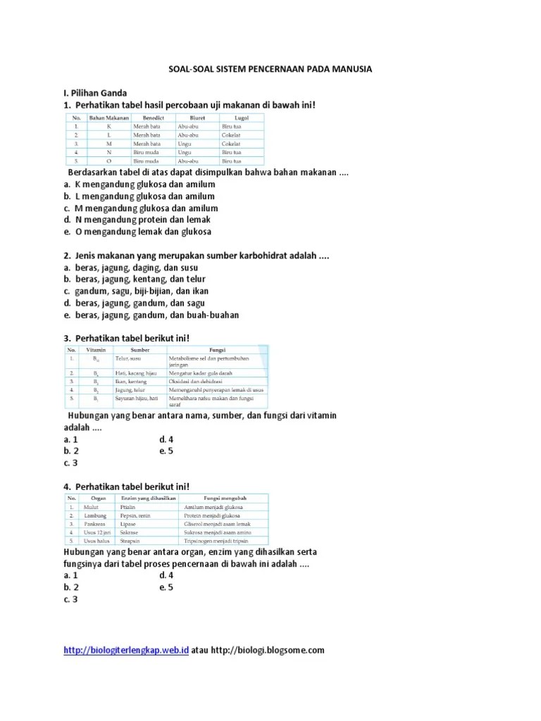 Soal Pencernaan | PDF
